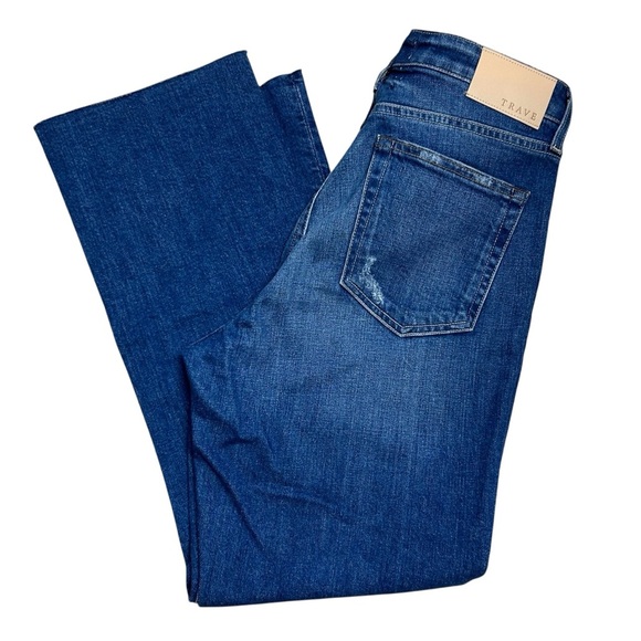 TRAVE Colette Kick Flare High Rise Raw Hem Jeans Size 31 - Picture 2 of 7